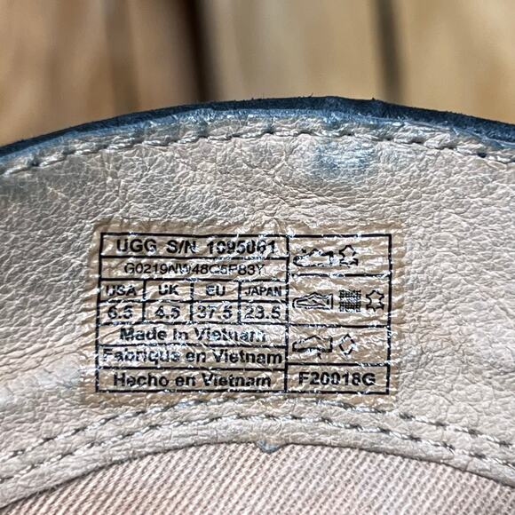 UGG Annie Black Full Grain Leather 1095061 Zip-Up Ankle Boots Womens Size 6.5 - Picture 12 of 12